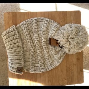 C. C. pom pom slouchy beanie